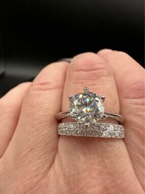 Luxury 3.00 CT Moissanite Engagement Ring Set – Size 10 – Sterling Silver